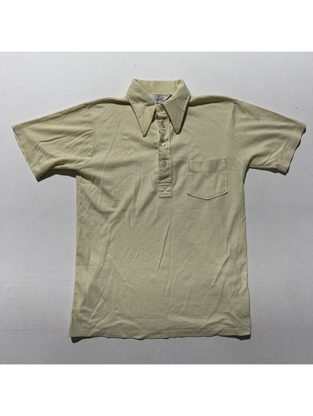Vintage Towncraft Cream Pocket Polo Shirt 70s Dagger Collar